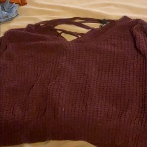 Criss Cross Back V Neck Sweater